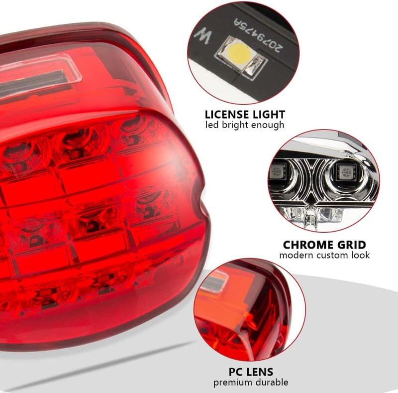 HAZAWA Layback LED Tail Lamp Rear Brake Light Taillights Assembly Compatible with Harley Davidson Sportster 883 1200 Dyna Road King Electra Glide Softail Street Glide Touring(Red) - Image 4